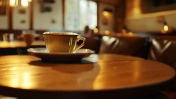 A cozy cafe interior with a warm, inviting atmosphere. Soft, ambient lighting to reflect a relaxing environment. video