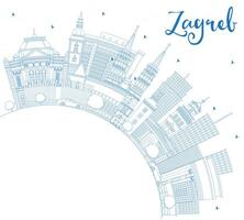 Outline Zagreb Croatia City Skyline with Blue Buildings and Copy Space. Zagreb Cityscape with Landmarks. Business Travel and Tourism Concept with Historic Architecture. vector