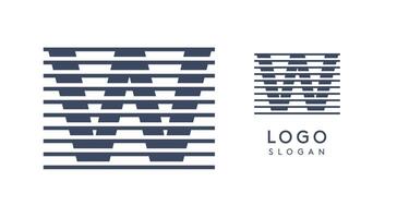 Abstract letter W logo with horizontal lines, logotype with striped effect for creative corporate branding, business identity, modern minimalist design. illustration. vector