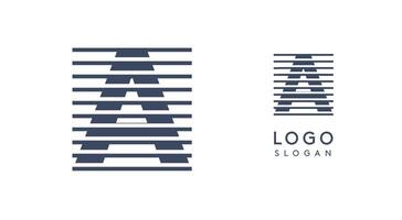 Abstract letter A logo with horizontal lines, logotype with striped effect for creative corporate branding, business identity, modern minimalist design. illustration. vector