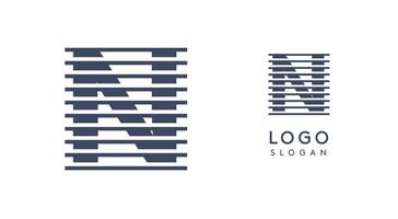 Abstract letter N logo with horizontal lines, logotype with striped effect for creative corporate branding, business identity, modern minimalist design. illustration. vector