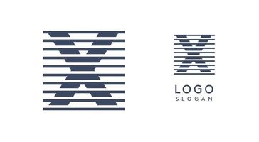 Abstract letter X logo with horizontal lines, logotype with striped effect for creative corporate branding, business identity, modern minimalist design. illustration. vector