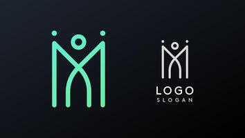 Stylized letter M, tech-inspired typography logo, unique extraterrestrial civilization symbol ancient inscriptions for creative branding, tech logo. Nordic runes monogram, abstract linear logotype vector