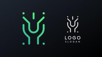 Stylized letter Y, tech-inspired typography logo, unique extraterrestrial civilization symbol ancient inscriptions for creative branding, tech logo. Nordic runes monogram, abstract linear logotype vector
