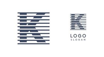 Abstract letter K logo with horizontal lines, logotype with striped effect for creative corporate branding, business identity, modern minimalist design. illustration. vector
