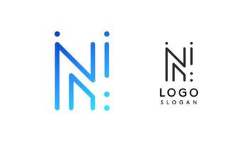 Stylized letter N, tech-inspired typography logo, unique extraterrestrial civilization symbol ancient inscriptions for creative branding, tech logo. Nordic runes monogram, abstract linear logotype vector