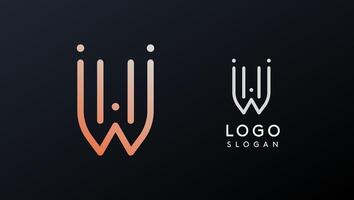 Stylized letter W, tech-inspired typography logo, unique extraterrestrial civilization symbol ancient inscriptions for creative branding, tech logo. Nordic runes monogram, abstract linear logotype vector