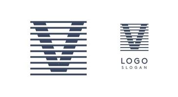 Abstract letter V logo with horizontal lines, logotype with striped effect for creative corporate branding, business identity, modern minimalist design. illustration. vector