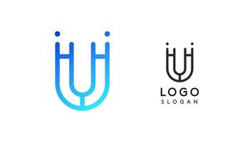 Stylized letter U, tech-inspired typography logo, unique extraterrestrial civilization symbol ancient inscriptions for creative branding, tech logo. Nordic runes monogram, abstract linear logotype vector