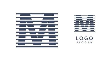 Abstract letter M logo with horizontal lines, logotype with striped effect for creative corporate branding, business identity, modern minimalist design. illustration. vector