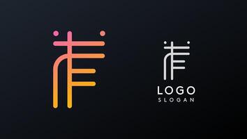 Stylized letter F, tech-inspired typography logo, unique extraterrestrial civilization symbol ancient inscriptions for creative branding, tech logo. Nordic runes monogram, abstract linear logotype vector