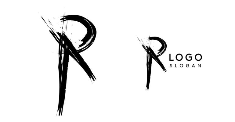 Brushstroke handdrawn letter R. Creative modern logo design, grunge imprint stylish initial logotype for corporate branding, business identity, and professional logos. illustration