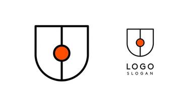 Abstract U letter logo with blue dots. Minimalist linear design, bold and clean letter monogram for corporate branding, tech startups, security businesses, and game apps. illustration. vector