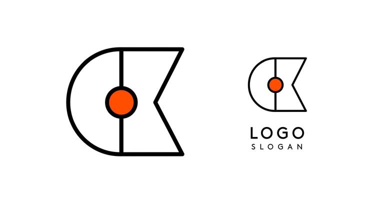 Abstract C letter logo with blue dots. Minimalist linear design, bold and clean letter monogram for corporate branding, tech startups, innovative businesses, and game apps. illustration.