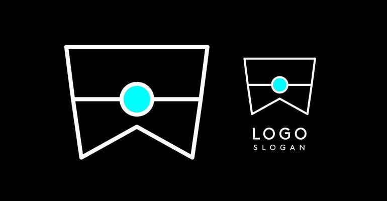 Abstract W letter logo with blue dots. Minimalist linear design, bold and clean letter monogram for corporate branding, tech startups, security businesses, and game apps. illustration.