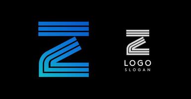 Modern abstract logo with blue gradient and white stripes forming letter Z for technology, innovation, digital branding. Sleek, dynamic, minimalist design for corporate identity. illustration vector
