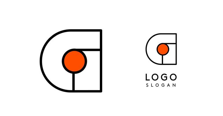 Abstract G letter logo with blue dots. Minimalist linear design, bold and clean letter monogram for corporate branding, tech startups, innovative businesses, and game apps. illustration.