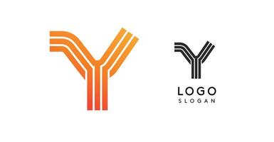 Abstract modern Y letter logo. Gradient orange and black lines creating sleek, minimalistic design for corporate branding, identity, tech companies. Stylish, versatile emblem. illustration vector