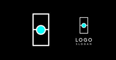 Abstract I letter logo with blue dots. Minimalist linear design, bold and clean letter monogram for corporate branding, tech startups, security businesses, and game apps. illustration. vector
