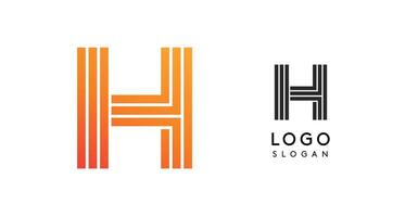 Modern H letter monogram logo. Abstract design with linear, geometric lines, orange and black gradient. For corporate branding, business identity, professional company logos. illustration. vector