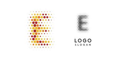 Abstract letter E logo with orange to red gradient dots, modern minimalist design. Perfect for business branding, corporate identity, technology. Stylish professional symbol. illustration vector
