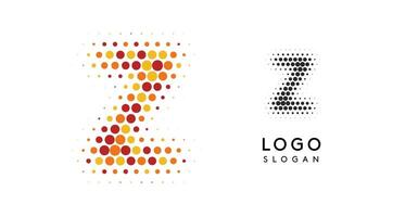 Abstract letter Z logo with orange to red gradient dots, modern minimalist dotted logotype for business branding, corporate identity. Stylish professional symbol. illustration vector