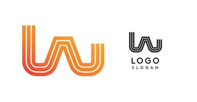 Abstract logo with gradient orange lines on left and monochrome version on right. Modern and stylish design, perfect for branding, corporate identity, and professional marketing. illustration vector