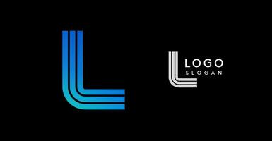 Abstract blue logo design with gradient effect. Modern, minimalistic letter L lines forming a stylish and sleek emblem for corporate branding, company identity, tech firms. illustration vector