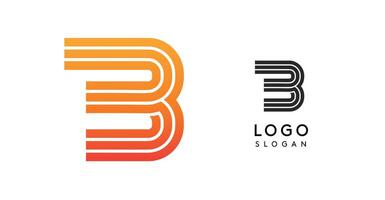 Abstract B letter logo. Bold lines with gradient orange and red tones. Modern, minimalist design suitable for corporate branding, identity, and business logos. Flat illustration vector