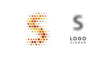 Abstract letter S logo with orange to red gradient dots, trendy dotted logotype for business branding, corporate identity, technology firms. Stylish and professional symbol. illustration vector