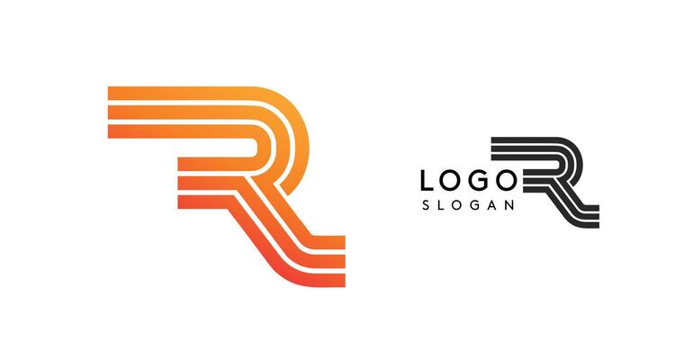 Stylish R logo with gradient lines. Modern and creative design, perfect for corporate branding and business identity. Flat illustration
