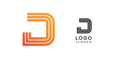 Modern letter D monogram logo with gradient orange and black color. Suitable for business branding, corporate identity, and advertising. Sleek, minimalist design with clean lines. illustration vector