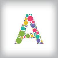 Letter A made of creative colored dots or filled with circles. Creative fonts with unique symbols. illustration. vector