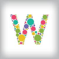 Letter W made of creative colored dots or filled with circles. Creative fonts with unique symbols. illustration. vector