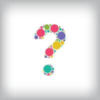 Letter question mark made of creative colored dots or filled with circles. Creative fonts with unique symbols. illustration. vector