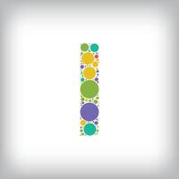 Letter I made of creative colored dots or filled with circles. Creative fonts with unique symbols. illustration. vector