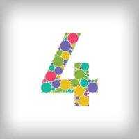 Number 4 made of creative colored dots or filled with circles. Creative fonts with unique Numbers and symbols. vector