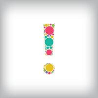 Letter Exclamation mark made of creative colored dots or filled with circles. Creative fonts with unique symbols. illustration. vector