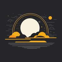 solar eclipse icon on black background. vector