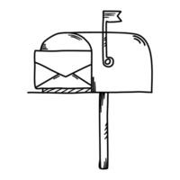 Mail box hand drawn icon on white background. vector