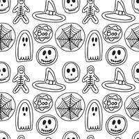 Halloween cookies seamless pattern. Different Halloween scary cookies pattern on white background vector