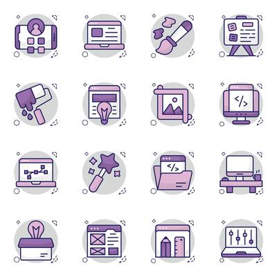 Set of Web Designing Flat Icons