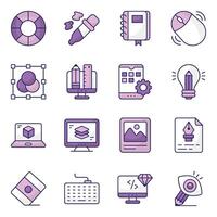 Set of Design and Coding Flat Icons vector