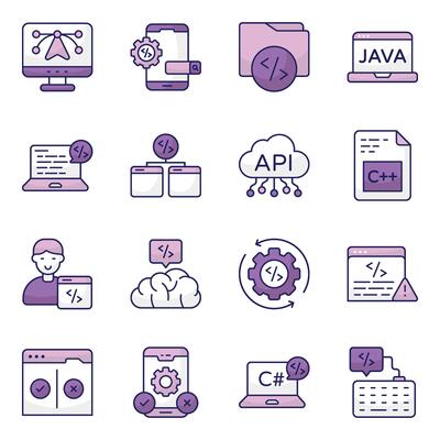 Set of Graphic Designing Flat Icons