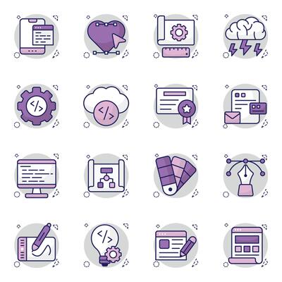 Set of Design Tools Flat Icons