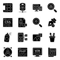 Set of Web and Creativity Solid Icons vector
