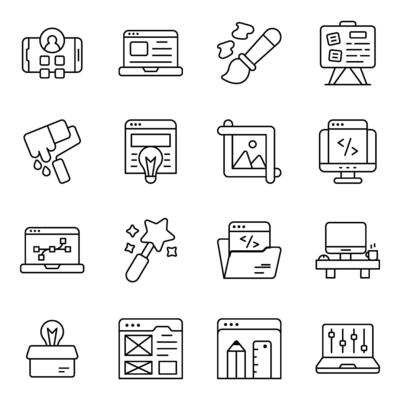 Set of Web Designing Linear Icons