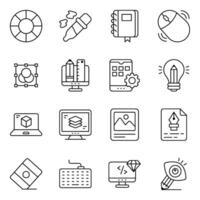 Set of Design and Coding Linear Icons vector