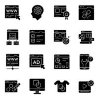Set of Website Designing Solid Icons vector