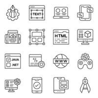 Set of Designing and Programming Linear Icons vector